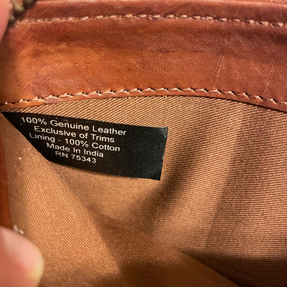 Genuine Leather Chestnut Brown Cutout Zip Around Soft Wallet - Picture 7 of 7